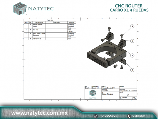 Soporte Router CNC ROUTER 71mm